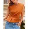 CUPSHE Summer Tops for Women 2026 Twist Front Blouse Mock Neck Knot Sleeveless T Shirts(Orange)