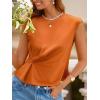 CUPSHE Summer Tops for Women 2026 Twist Front Blouse Mock Neck Knot Sleeveless T Shirts(Orange)