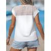 CUPSHE Summer V Neck Short Sleeves Eyelet Tops with Lace Casual T Shirt for Women 2026(White)