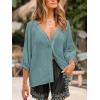 CUPSHE Swimsuit Coverup for Women Button Down 100% Cotton Shirts Half Sleeve Beach Wear Blouse(Sky Blue)
