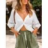 CUPSHE Swimsuit Coverup for Women Button Down 100% Cotton Shirts Half Sleeve Beach Wear Blouse(White)