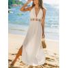CUPSHE Swimsuit Coverup for Women Plunge V Neck Open Back Halter Maxi Cover Up Dress(Beige)