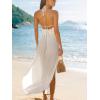 CUPSHE Swimsuit Coverup for Women Plunge V Neck Open Back Halter Maxi Cover Up Dress(Beige)