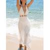 CUPSHE Swimsuit Coverup for Women Plunge V Neck Open Back Halter Maxi Cover Up Dress(Beige)