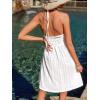 CUPSHE Swimsuit Coverup for Women Summer Dresses Backless Eyelet Beach Cover Ups Halter Mini Dress(White)