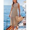 CUPSHE Swimsuit Coverup for Women Summer Sleeveless Split Beach Cover Up Dress Knit Swim Cover Ups for Swimwear(Neutral)