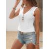 CUPSHE White Jersey Eyelet Tank Top V Neck Sleeveless Going Out Casual Summer Basic Loose Shirts(Green)