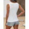 CUPSHE White Jersey Eyelet Tank Top V Neck Sleeveless Going Out Casual Summer Basic Loose Shirts(Green)