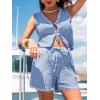 CUPSHE Women 2 Piece Lounge Set Stripes Casual Summer Tank Top Drawstring Beach Shorts Coverup Sets(Blue)
