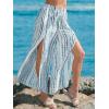CUPSHE Women Bathing Suit Cover Up Pants Elastic Waist Split Wide Leg Casual Beach Pants(White-blue Tie-dye)