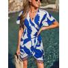 CUPSHE Women Bathing Suit Cover Up Sheer V Neck Short Sleeve Wrap Cover Ups for Swimwear(Tassel-blue Colorblock)