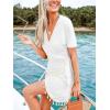 CUPSHE Women Bathing Suit Cover Up Sheer V Neck Short Sleeve Wrap Cover Ups for Swimwear(Tassel-white)