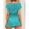 CUPSHE Women Bathing Suit Cover Up Swimsuit Crochet Cover-Up Swimwear Beach Dress Vacation Outfits(Blue)