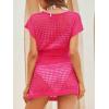 CUPSHE Women Bathing Suit Cover Up Swimsuit Crochet Cover-Up Swimwear Beach Dress Vacation Outfits(Red)