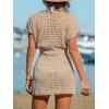 CUPSHE Women Bathing Suit Cover Up Swimsuit Crochet Cover-Up Swimwear Beach Dress Vacation Outfits(Sand)