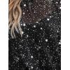 CUPSHE Women Blouses Star Print Semi-Sheer Ruffled Long Sleeve Mock Neck Shirt Dressy Party(Black)