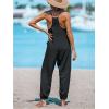 CUPSHE Women Casual Adjustable Cami Straps Overalls Summer V-Neck Joggers(Black)