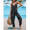 CUPSHE Women Casual Adjustable Cami Straps Overalls Summer V-Neck Joggers(Black)