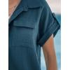 CUPSHE Women Collar Neck Short Sleeves Front Buttons Chest Pocket Beach Mini Dresses Coverup(Navy)