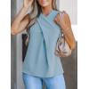 CUPSHE Women Crisscross Top Sleeveless Shirt Halter Tee Casual(Blue)