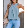 CUPSHE Women Crisscross Top Sleeveless Shirt Halter Tee Casual(Blue)
