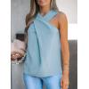 CUPSHE Women Crisscross Top Sleeveless Shirt Halter Tee Casual(Blue)