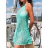 CUPSHE Women Crochet Bathing Suit Cover Up Sleeveless Backless Hollow Out Beach Cover Ups Dresses(Blue)
