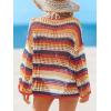 CUPSHE Women Crochet Cover Up Striped Swimwear Cutout Beach Coverup Top(Yellow Striped)