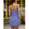 CUPSHE Women Crochet Swimsuit Cover Ups Hollow Out Sleeveless Mini Beach Coverup Dresses(Blue)