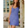CUPSHE Women Crochet Swimsuit Cover Ups Hollow Out Sleeveless Mini Beach Coverup Dresses(Blue)