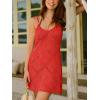 CUPSHE Women Crochet Swimsuit Cover Ups Hollow Out Sleeveless Mini Beach Coverup Dresses(Red)