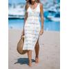 CUPSHE Women Crochet V-Neck Drawstring Cover-Up Dress Sleeveless V Neck Cover Up Summer(White)