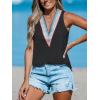 CUPSHE Women Eyelet Tops V Neck Embroidered Jersey Tank Lace Cutout Blouses Tee Sleeveless Shirt Casual(Black)