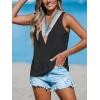 CUPSHE Women Eyelet Tops V Neck Embroidered Jersey Tank Lace Cutout Blouses Tee Sleeveless Shirt Casual(Black)