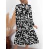 CUPSHE Women Fall Dresses Floral V Neck Tie Front Long Sleeve Flowy Casual Wrap Maxi Dress(Black)