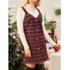 CUPSHE Women Fall Dresses for Women Plaid V Neck Sleeveless Wide Straps Holiday Pinafore Mini Overall Dress(Red)