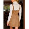 CUPSHE Women Fall Overall Dresses Faux Suede V Neck Button Down Belted Tie Pinafore Mini Dress(Brown)