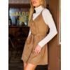 CUPSHE Women Fall Overall Dresses Faux Suede V Neck Button Down Belted Tie Pinafore Mini Dress(Brown)
