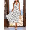CUPSHE Women Halter Floral Summer Dresses Plunge V Backless Sleeveless Casual Vacation Dress Beach Holiday Midi Sundress(Black)