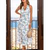 CUPSHE Women Halter Floral Summer Dresses Plunge V Backless Sleeveless Casual Vacation Dress Beach Holiday Midi Sundress(White Blue Floral)