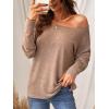 CUPSHE Women Long Sleeve Off The Shoulder Knitted Tops Casual Loose Fit Solid Blouses(Taupe)