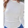 CUPSHE Women Long Sleeve T Shirts Crewneck Basic Casual Slim Fitted Knit Tops(White)