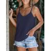 CUPSHE Women Loose Fit Casual Flowy Tank Tops Cami V Neck Sleeveless Tshirts(Blue)