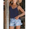 CUPSHE Women Loose Fit Casual Flowy Tank Tops Cami V Neck Sleeveless Tshirts(Blue)