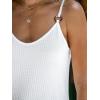CUPSHE Women Loose Fit Casual Flowy Tank Tops Cami V Neck Sleeveless Tshirts(White)