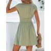 CUPSHE Women Mini Dress Smocked Dress Cap Sleeve A line Sundress Flowy Dresses Trendy Vacation Outfits(Dark Green)