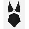 CUPSHE Women One Piece Swimsuit Bathing Suit Cutout V Neck Adjustable Straps Color Block O Ring(Black/White)