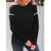 CUPSHE Women Oversized Sweater Drop Shoulder Contrast Long Sleeve Knit Top Casual Lightweight Pullover Fall Sweaters(Black)
