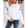 CUPSHE Women Oversized Sweater Drop Shoulder Contrast Long Sleeve Knit Top Casual Lightweight Pullover Fall Sweaters(B-white)