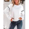 CUPSHE Women Oversized Sweater Drop Shoulder Contrast Long Sleeve Knit Top Casual Lightweight Pullover Fall Sweaters(B-white)